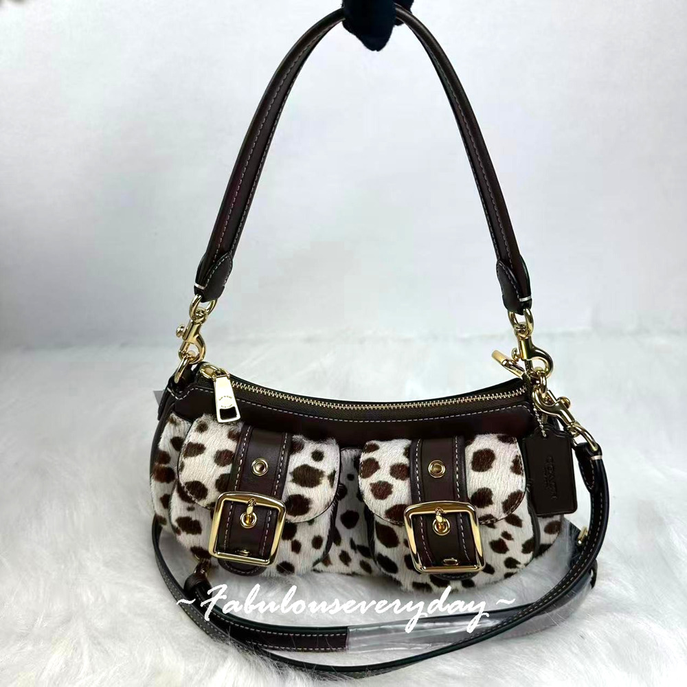 COACH Ashton Shoulder Bag Crossbody In Haircalf/IM/Dark Brown Chalk CES67 NWT